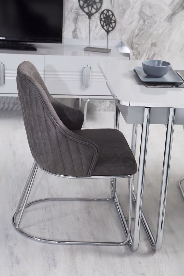 Luxus 1x Stuhl Esszimmerstuhl Küchenstühle Polsterstuhl Holz Grau