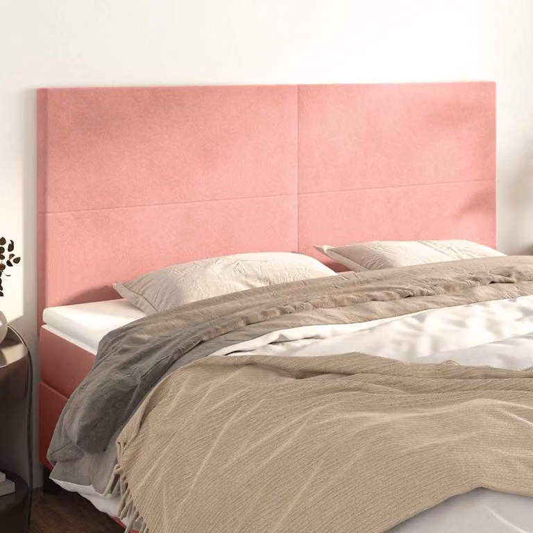 Testiera per letto vidaXL in velluto rosa con pannello imbottito, L: 200 cm, P: 5 cm, H: 118/128 cm
