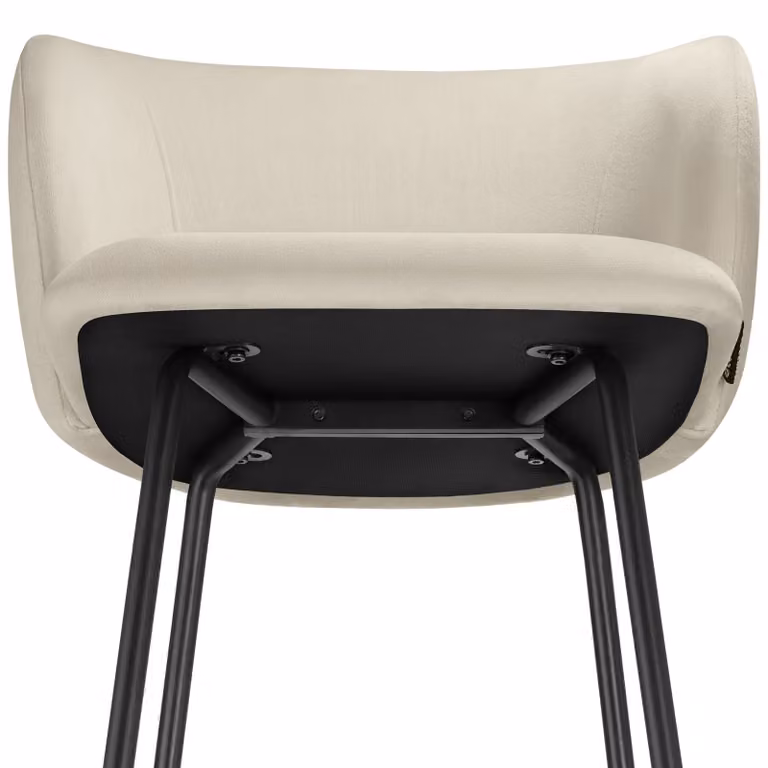 Set di 2 sgabelli Luana tectake con schienale in velluto, beige e nero, design moderno per cucina e soggiorno