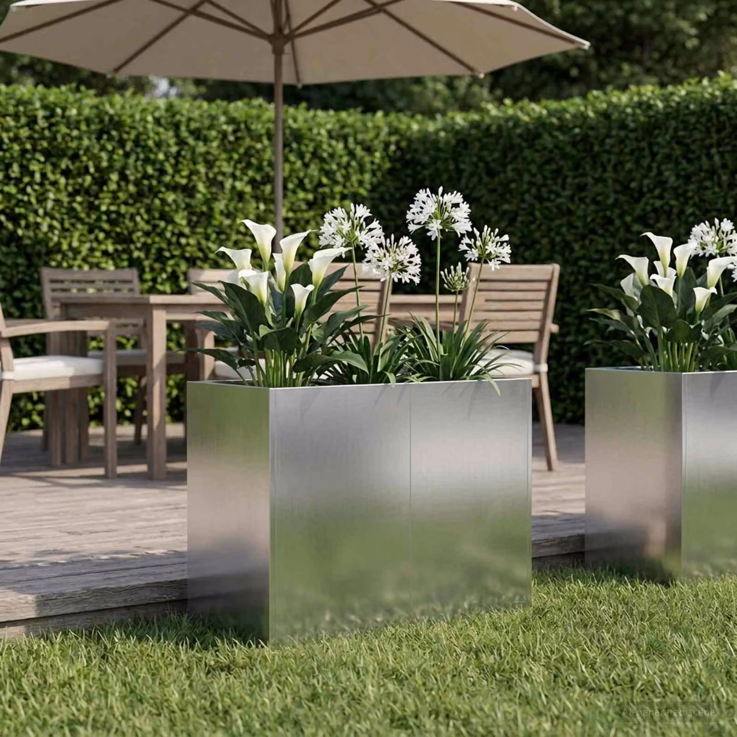 Vaso da giardino vidaXL in acciaio zincato argento L/P/H: 80 x 40 x 60 cm