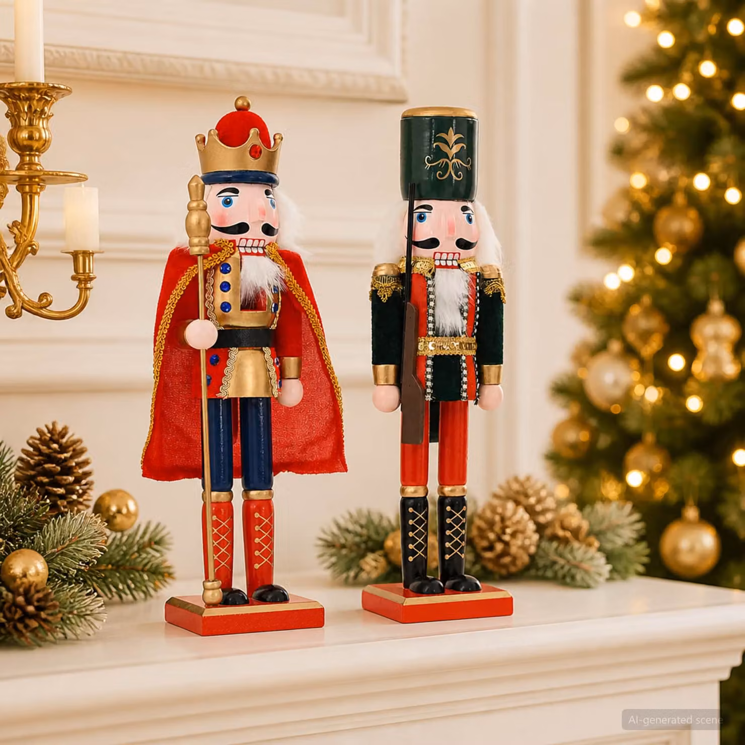 vidaXL Schiaccianoci di Natale TURKU 2 pz Rosso e Nero 38 cm