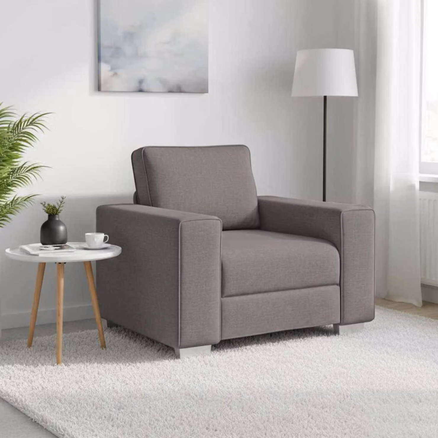Poltrona Sofa Talpa vidaXL in tessuto moderno con braccioli, disponibile in beige o grigio, L: 100 cm