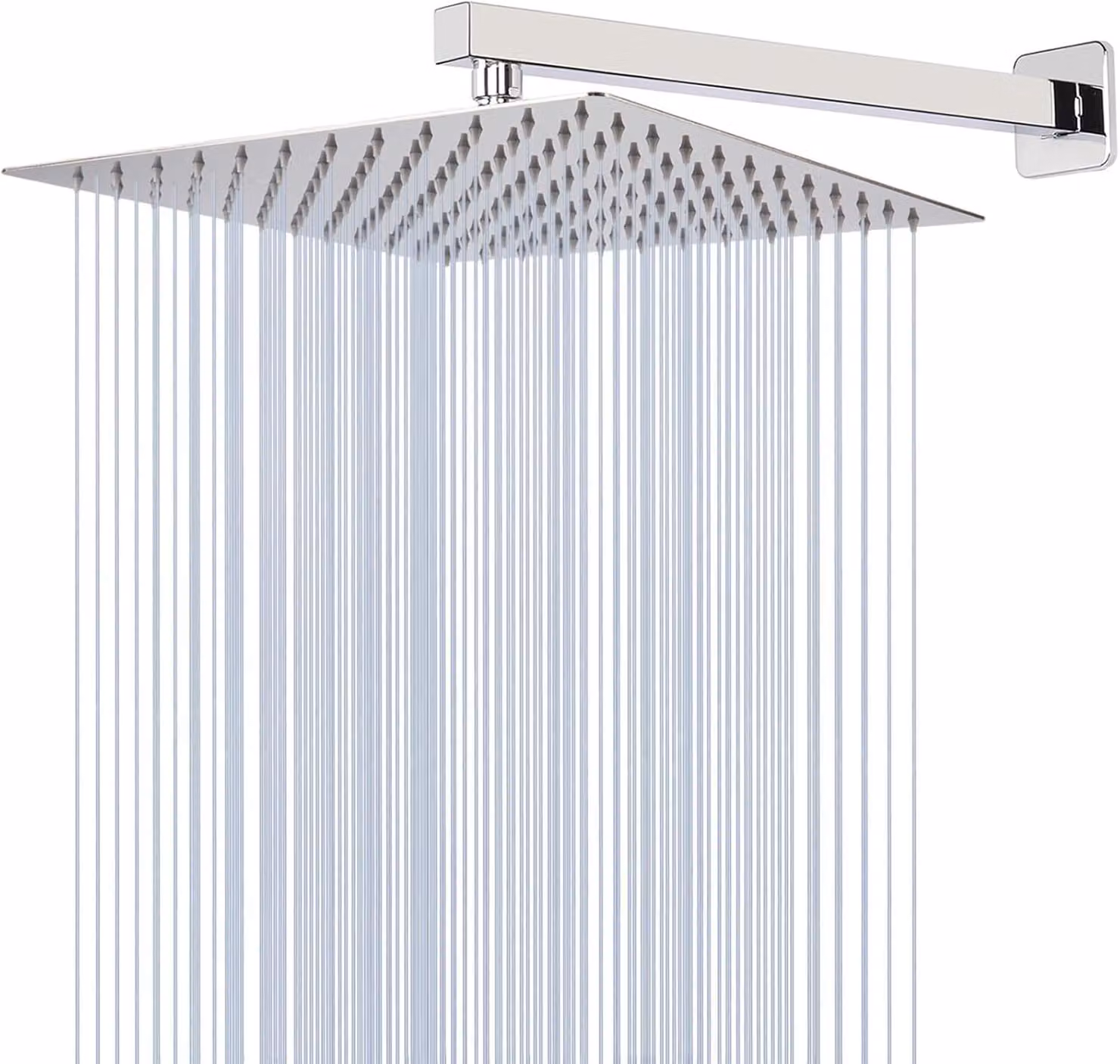 Doccia a pavimento, altezza 25 cm, braccio doccia da 40 cm, forma quadrata, acciaio inossidabile, finitura cromata, per bagno
