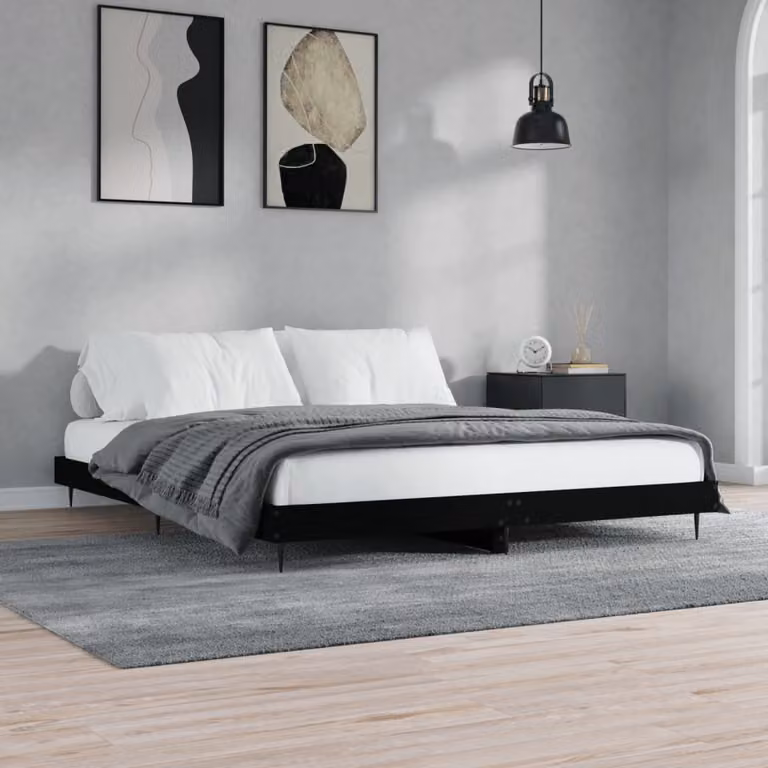 vidaXL Giroletto Nero in Legno e Metallo L/P: 200 x 200 cm
