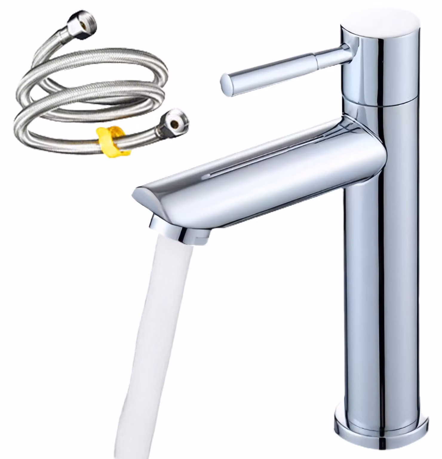 Miscelatore monocomando in acciaio inossidabile per lavabo, con attacco a freddo, lunghezza 80 cm, adatto per bagni e servizi igienici per ospiti