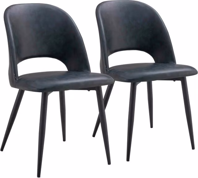 Oviala - Set di 2 sedie in tessuto e acciaio rivestite di nero