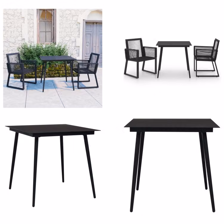 vidaXL Set da pranzo da giardino 3 pezzi PVC rattan nero - Set da pranzo da giardino - Set da pranzo da giardino - Set da pranzo - Set da pranzo