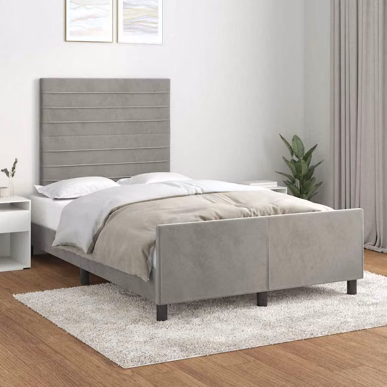 vidaXL Giroletto senza Materasso in Velluto Grigio Chiaro L/P/H: 120 x 200 x 126 cm