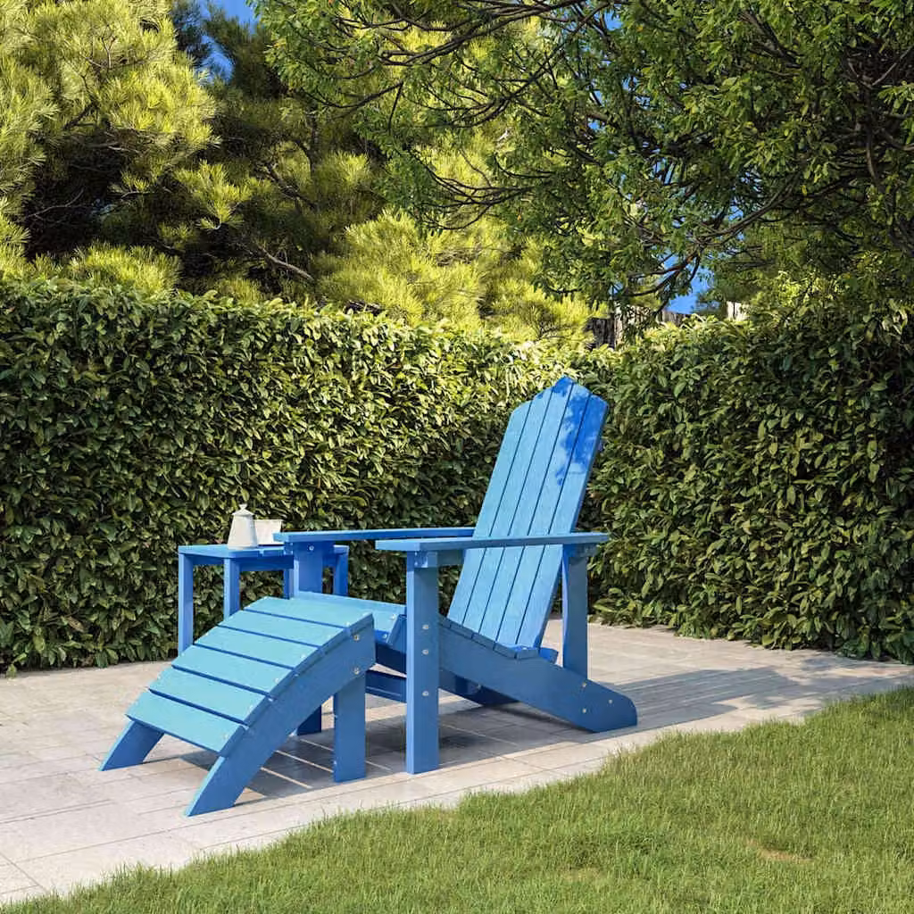 Sedia da giardino Adirondack con poggiapiedi vidaXL in blu