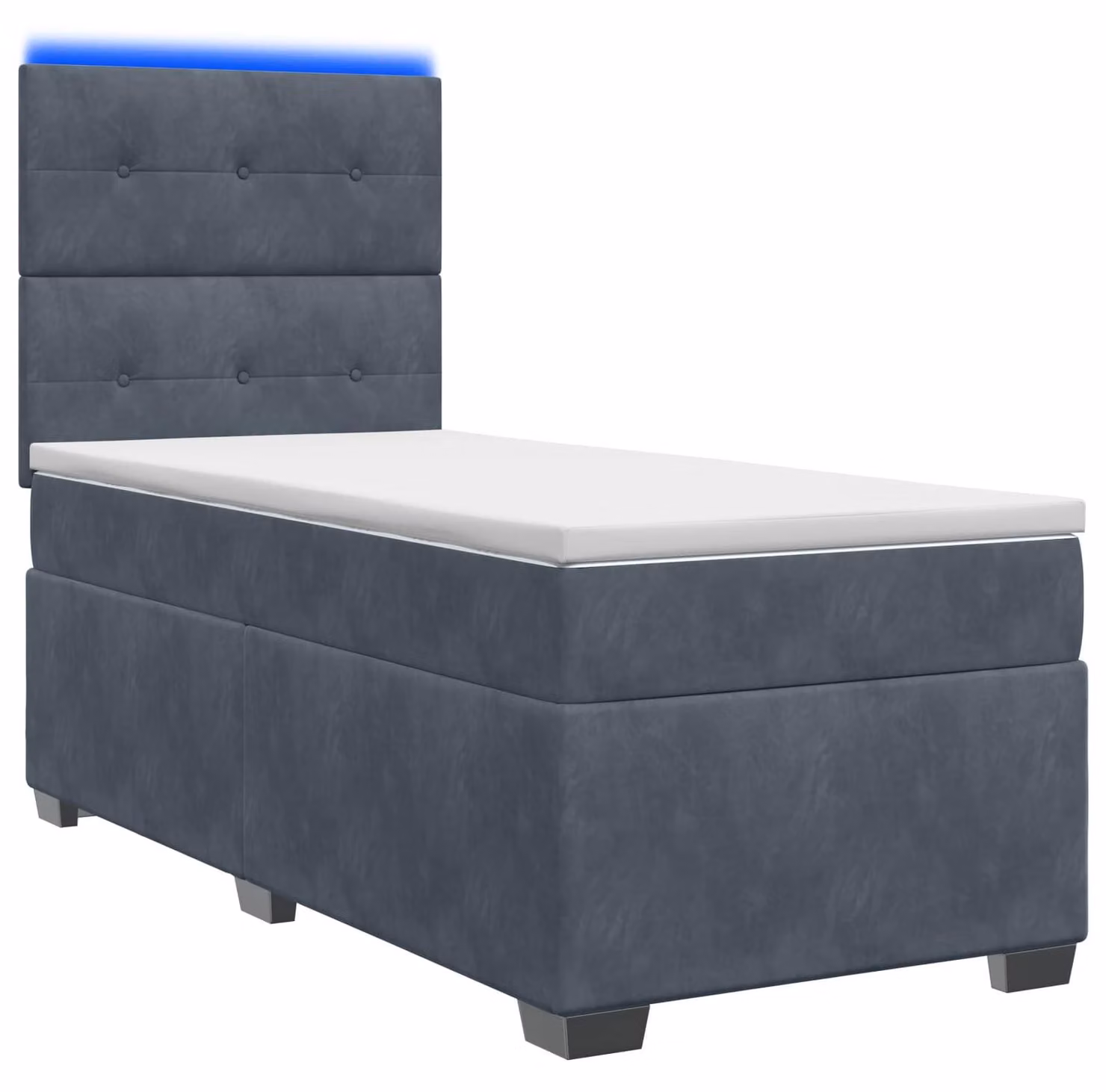 Letto a molle con materasso grigio scuro 100 x 200 cm in velluto