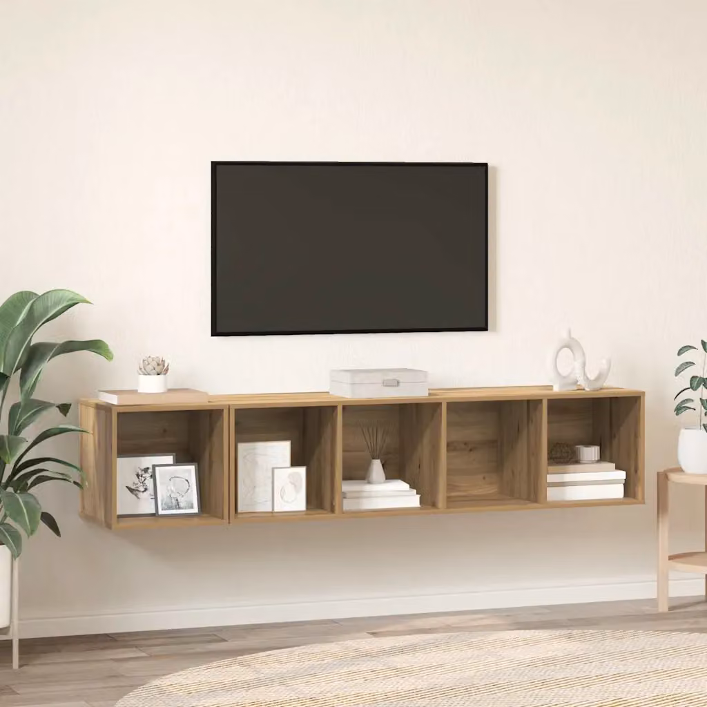 Set di mobili TV moderno vidaXL in legno ingegnerizzato e MDF, colore marrone rovere opaco