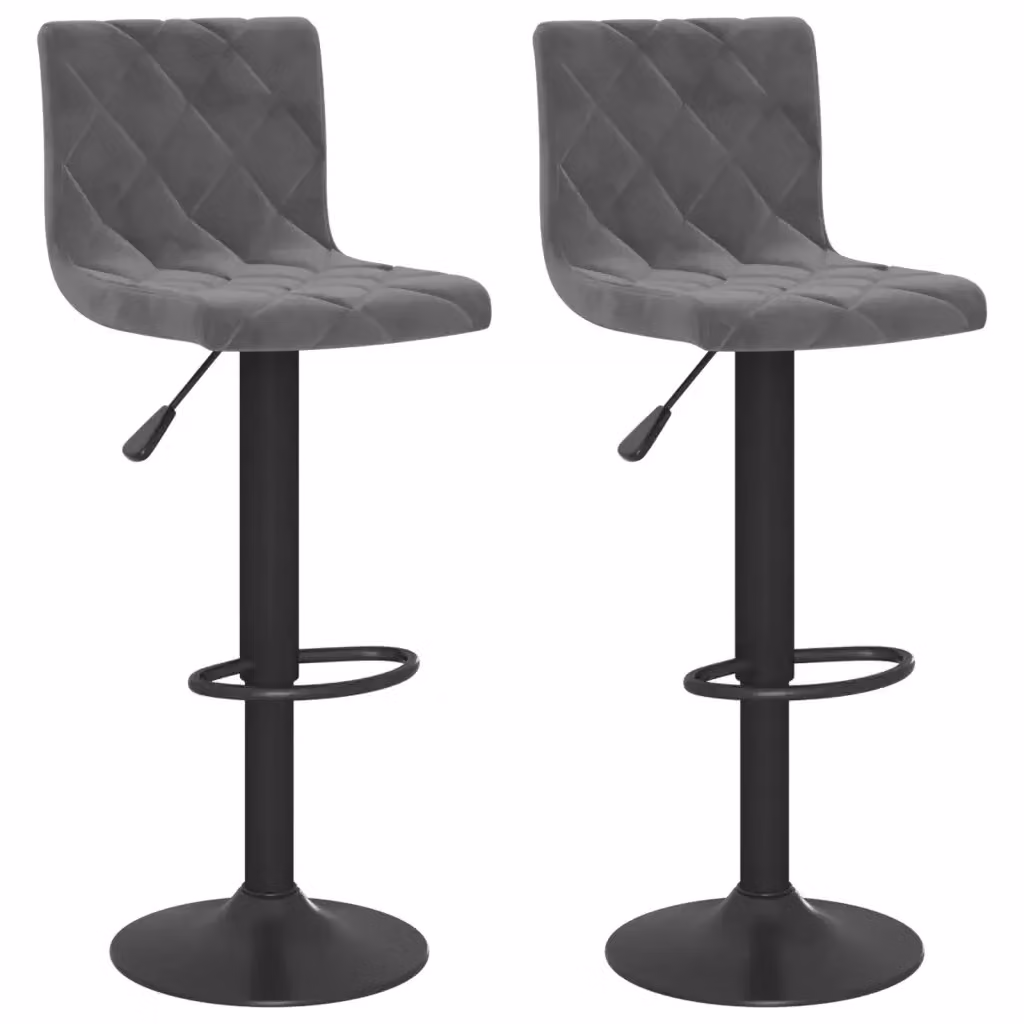 Set di 2 sedie da bar vidaXL in velluto grigio con base girevole a 360 gradi – 2