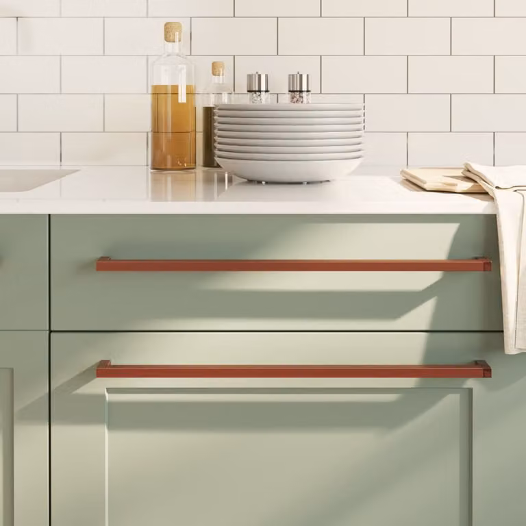 Set di 10 maniglie per mobili a barra vidaXL in acciaio inox color bronzo, Lunghezza: 480 mm