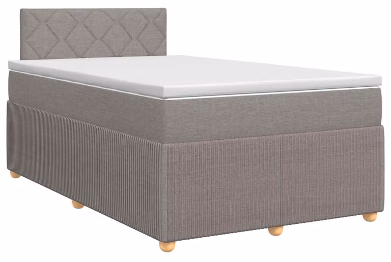 Letto a molle con materasso Taupe 120 x 200 cm in tessuto