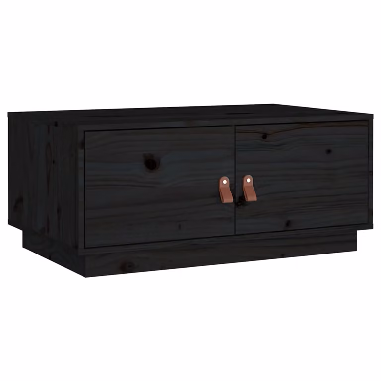Tavolino da Salotto Nero 80x50x35 cm in Legno Massello di Pino
