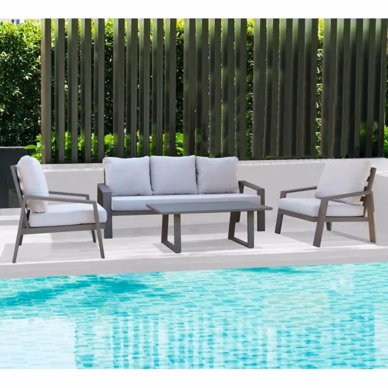 Salotto Santa Cruz COSMA con cuscini, moderno e imbottito in tessuto, disponibile in antracite, bianco o beige – 2