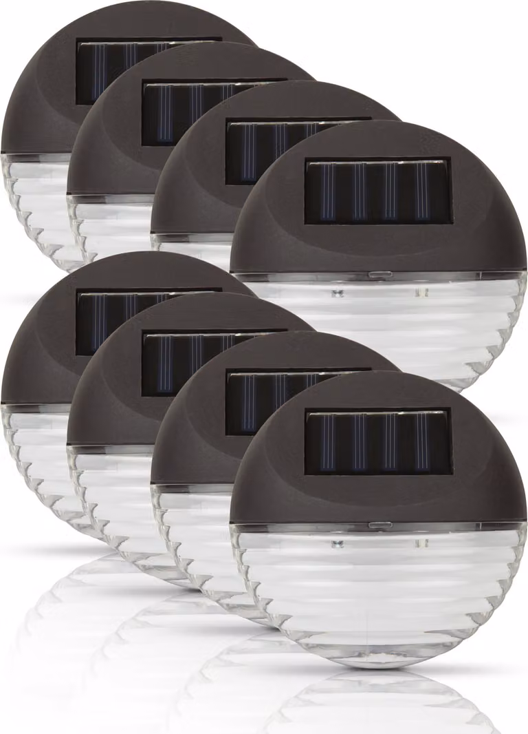 Faretto LED ( confezione da 8 ) 11cm Ø per esterni, luce per recinzione con 2 LED, luce da parete a risparmio energetico, resistente alle intemperie e agli spruzzi d'acqua