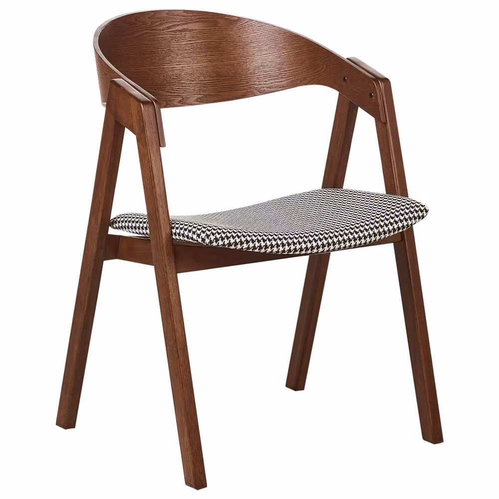 Set di 2 sedie da pranzo BELIANI in stile retrò con rivestimento pied de poule bianco e nero, gambe in legno di gomma e braccioli – 2
