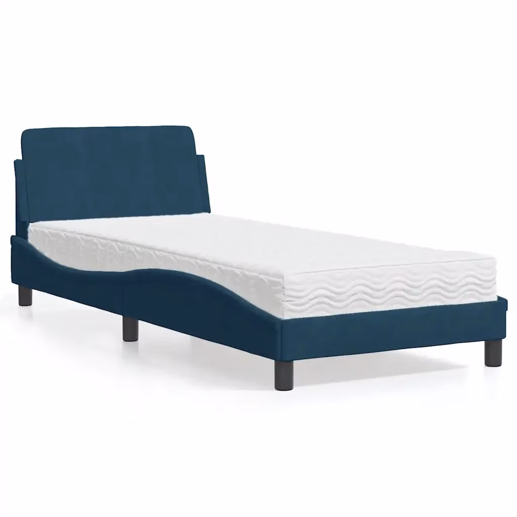 Letto con Materasso Dover Blu vidaXL in Velluto, L/P/H: 80 x 200 x 85 cm – 2