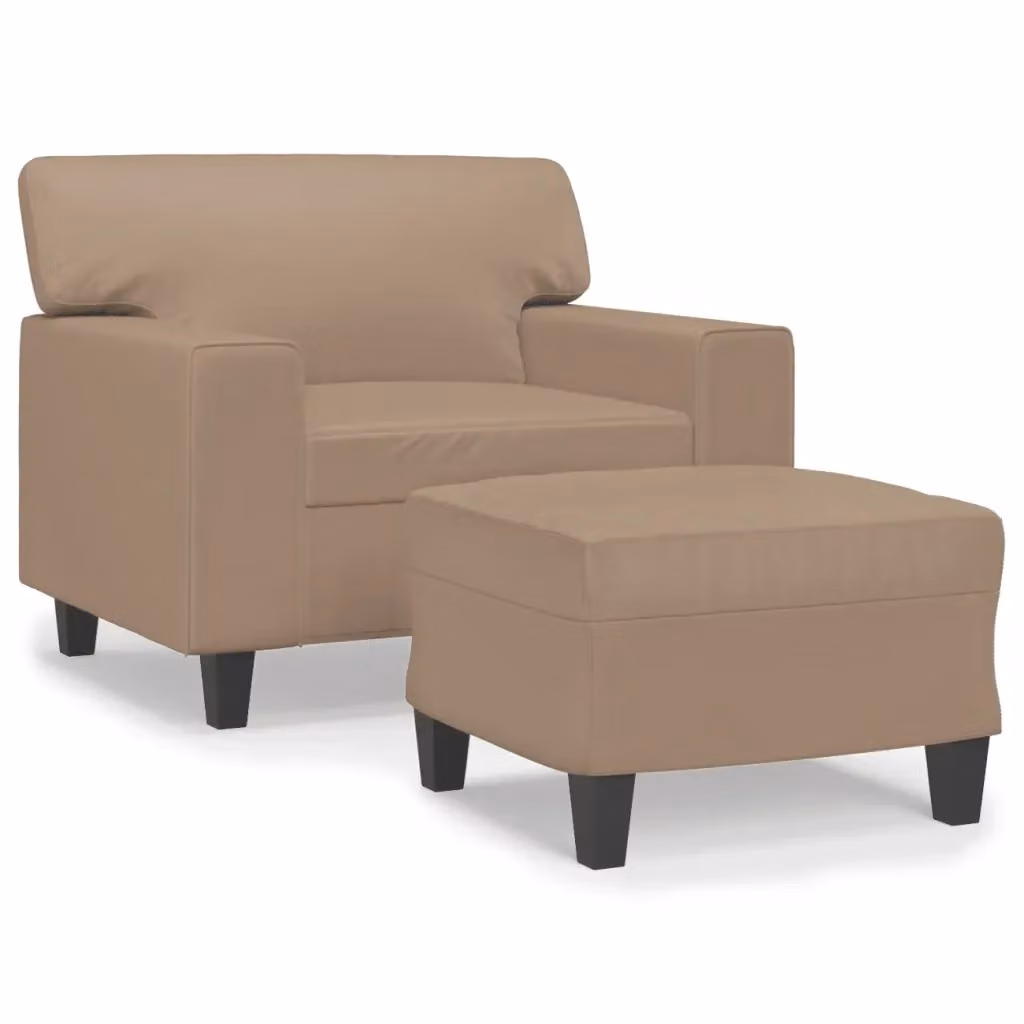 vidaXL Poltrona Relax con Poggiapiedi in Similpelle Beige e Marrone – 2