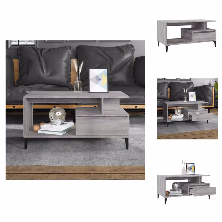 vidaXL Tavolino grigio Sonoma 90x49x45 cm in legno - Tavolini da caffè