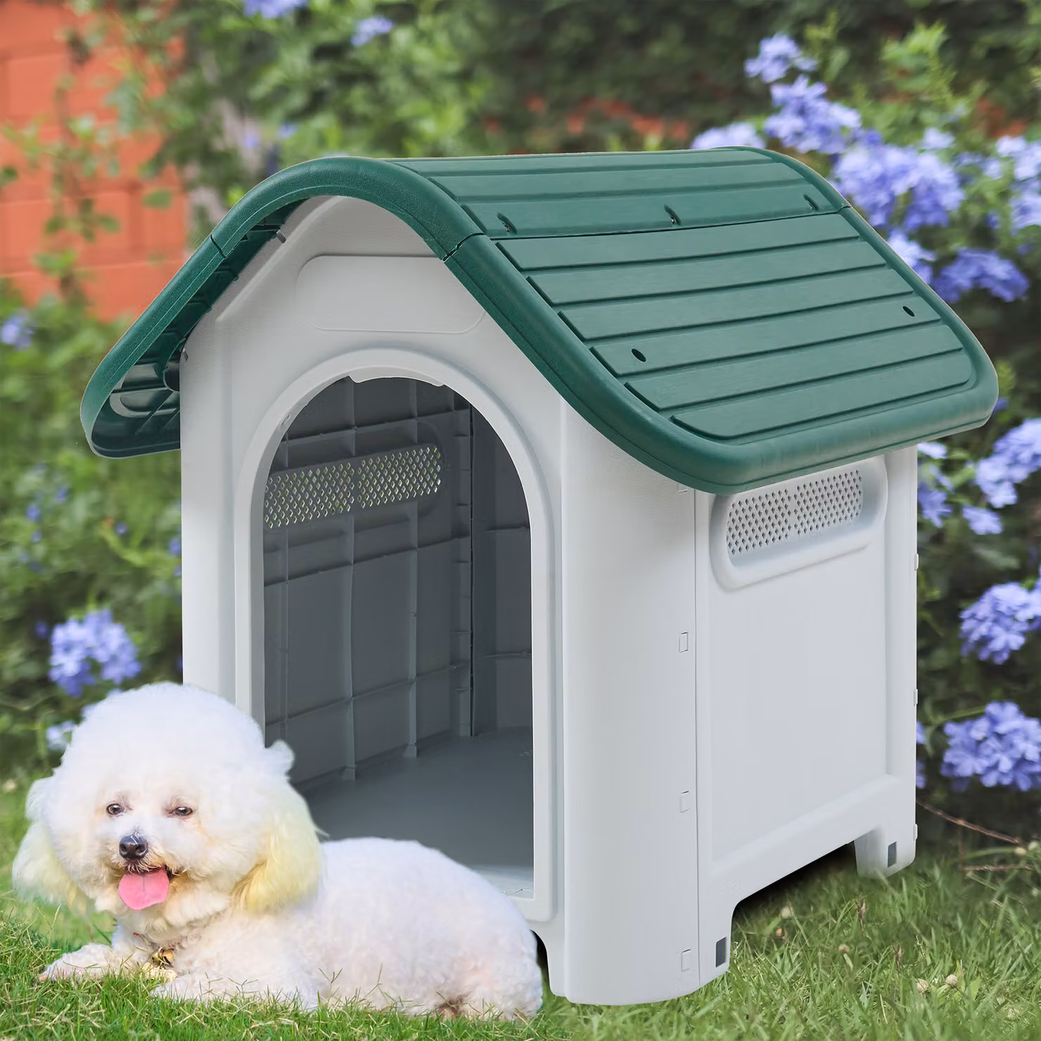 Cuccia per cani 'Bello' 75 x 59 x 66 cm plastica bianco/verde