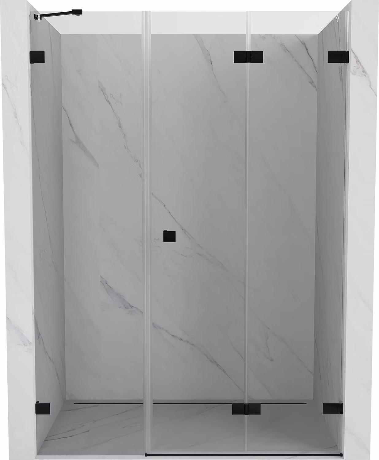 Mexen Lunar-F porta doccia pieghevole destra 115 cm, trasparente, nero - 836S-115-050-70-00-P