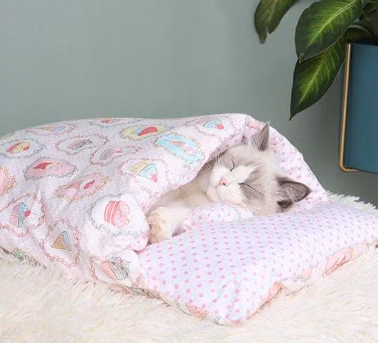 Cuccia riscaldante per gatti, cuccia autoriscaldante per gatti, tappetino per animali domestici, tappeto con cuscini, comoda cuccia a forma di tana per animali domestici, cuccia calda per gatti in autunno e in inverno