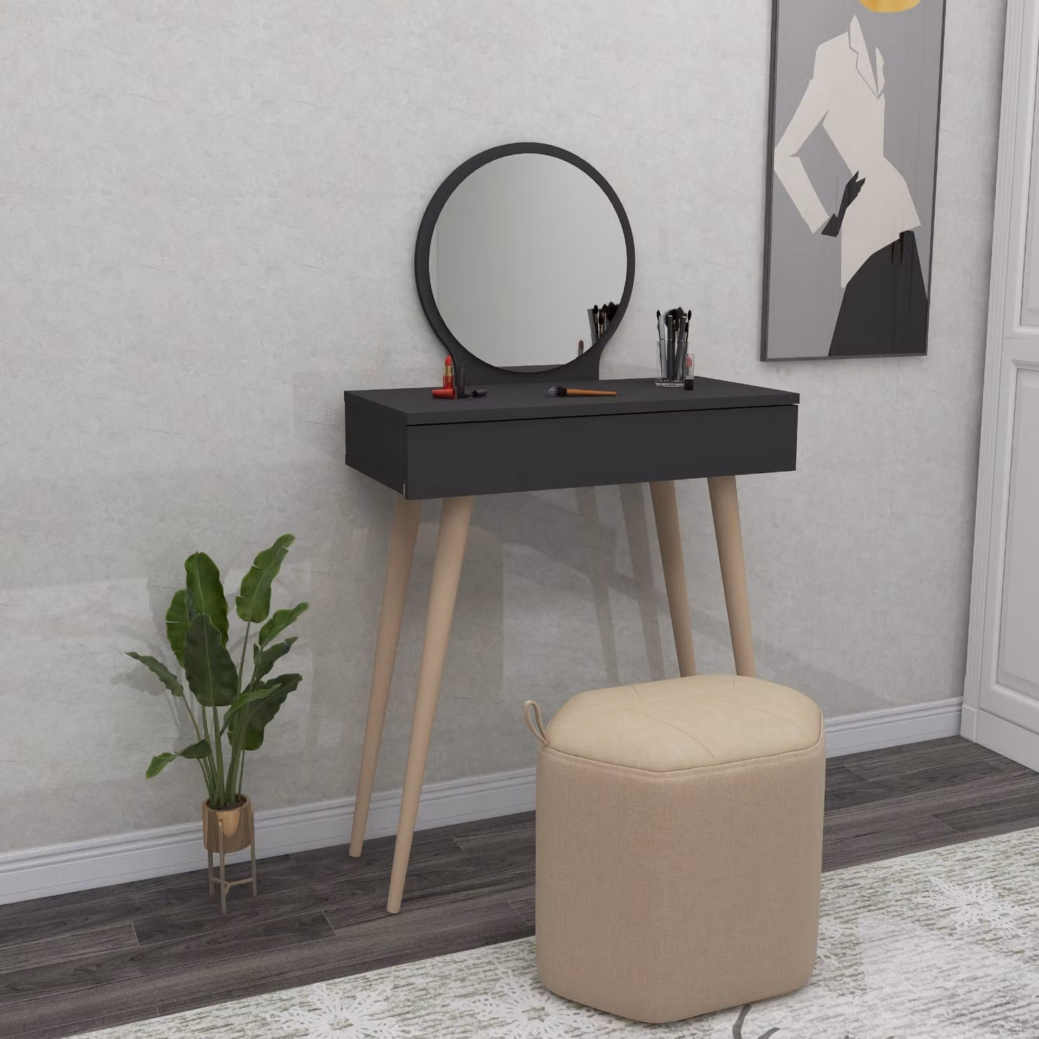 Skye Decor, Siena - Antracite, tavolini da toilette, antracite, 129,2 x 72 x 35 cm