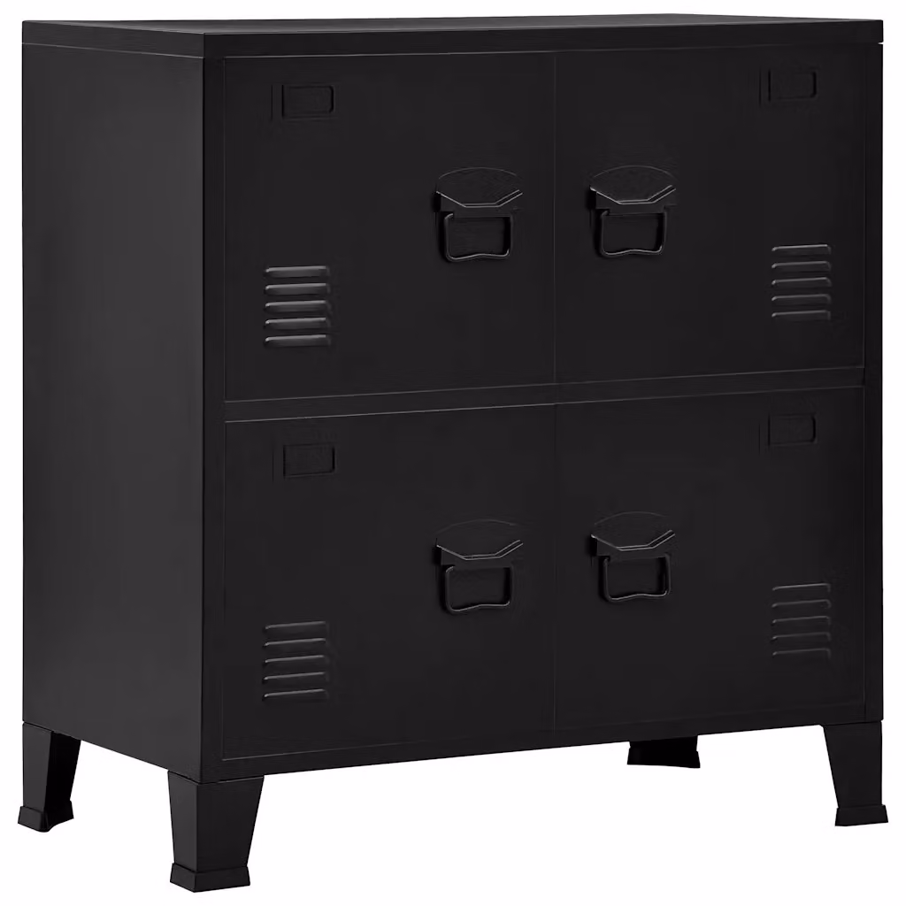 Armadio da parete industriale vidaXL nero con ante a battente e ripiani interni L: 75 cm, P: 40 cm, H: 80 cm – 2