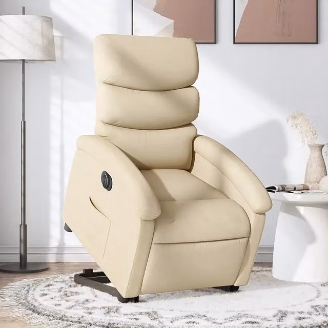 Poltrona Alzapersona Reclinabile Elettrica vidaXL in Tessuto Beige con Braccioli per Senior