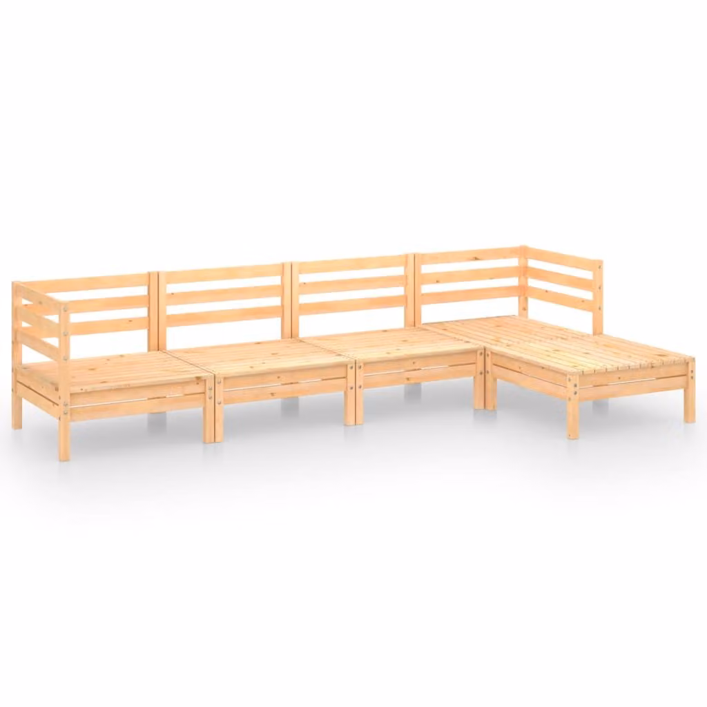 Set Salotto da Giardino 5 pz in Legno Massello di Pino