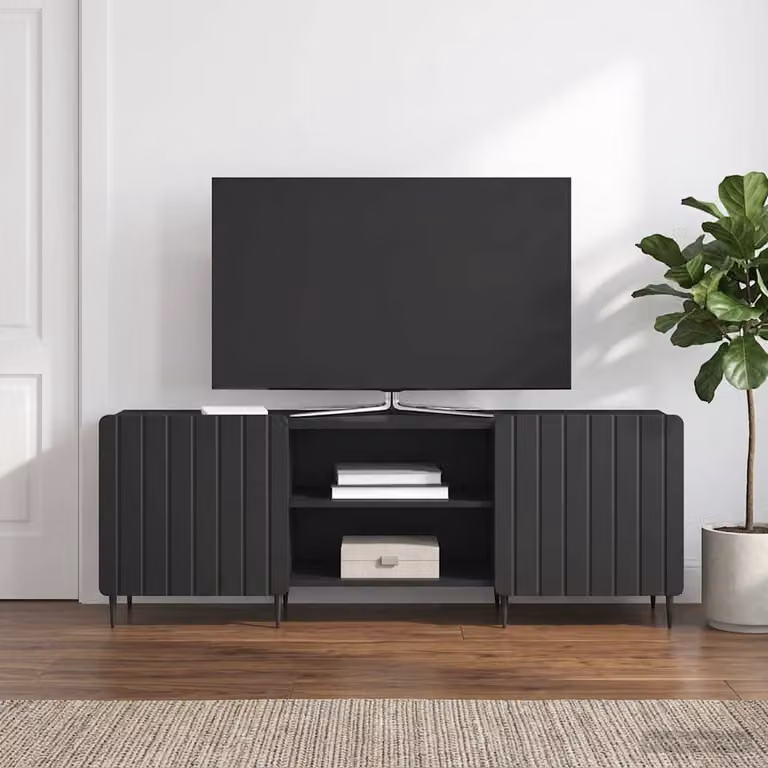 Mobile TV vidaXL Nero in Legno e Metallo L: 150 cm, P: 31 cm, H: 52 cm