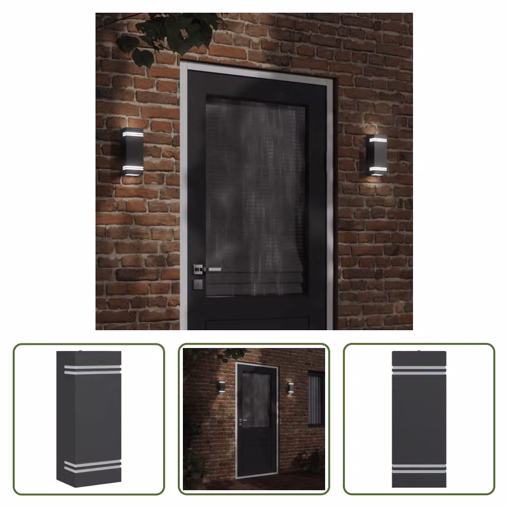 The Living Store Applique da esterno in acciaio inox nero