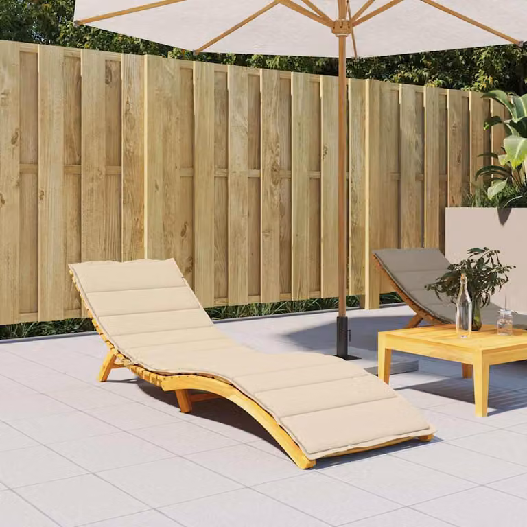 vidaXL Cuscino per Lettino Beige in Tessuto Oxford e Schiuma L/P/H: 200 x 60 x 3 cm