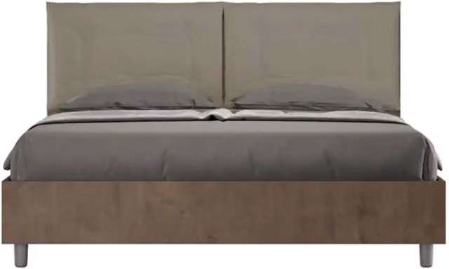 Letto matrimoniale senza rete 160x200 noce cuscini similpelle cappuccino Egos Annalisa