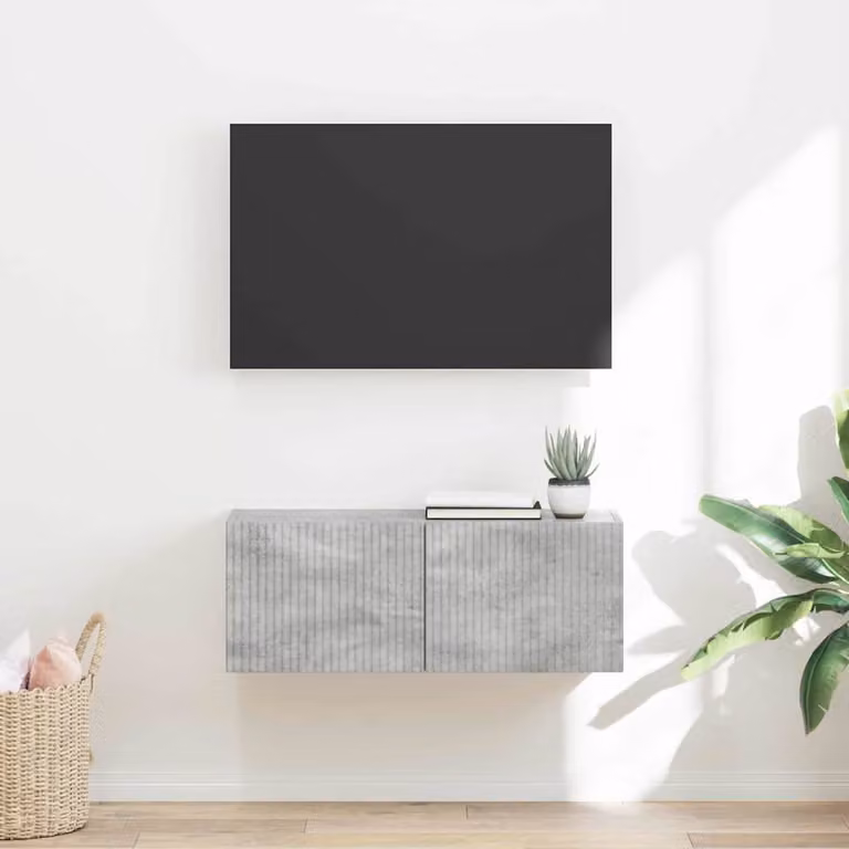 Mobile TV da parete vidaXL moderno in MDF Grigio, L 78,5 x P 30 x H 29,5 cm