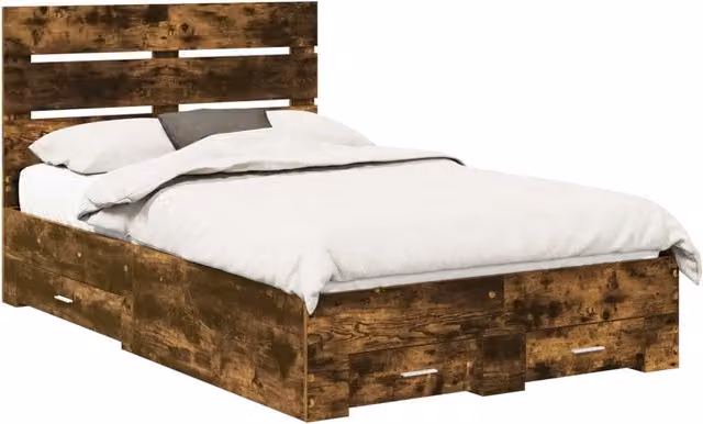 Letto matrimoniale | Letto per adulti | Struttura del letto Rovere fum¨¦ 120 x 200 cm Legno multistrato