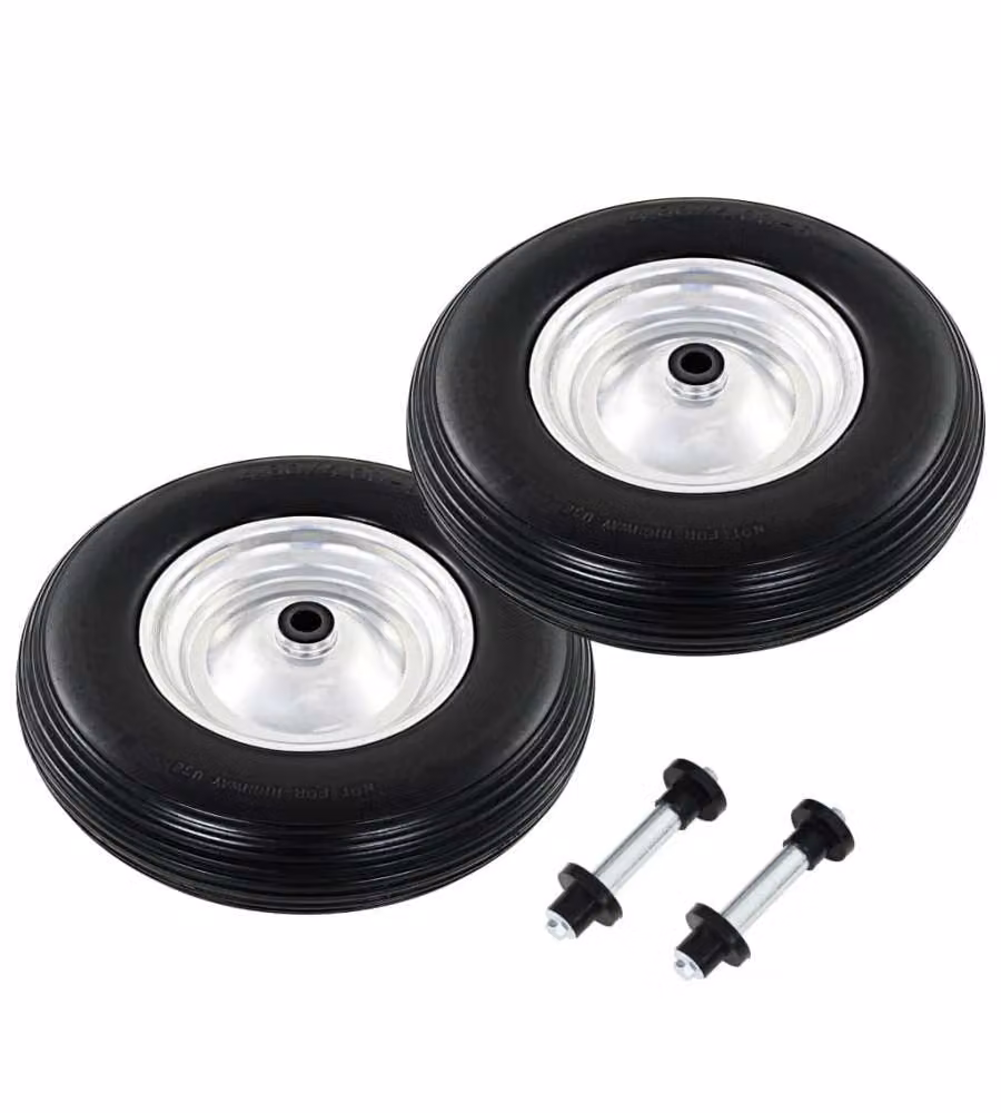 Ruote per Carriola 2 pz con Asse in PU Solido 4.00-8 390 mm