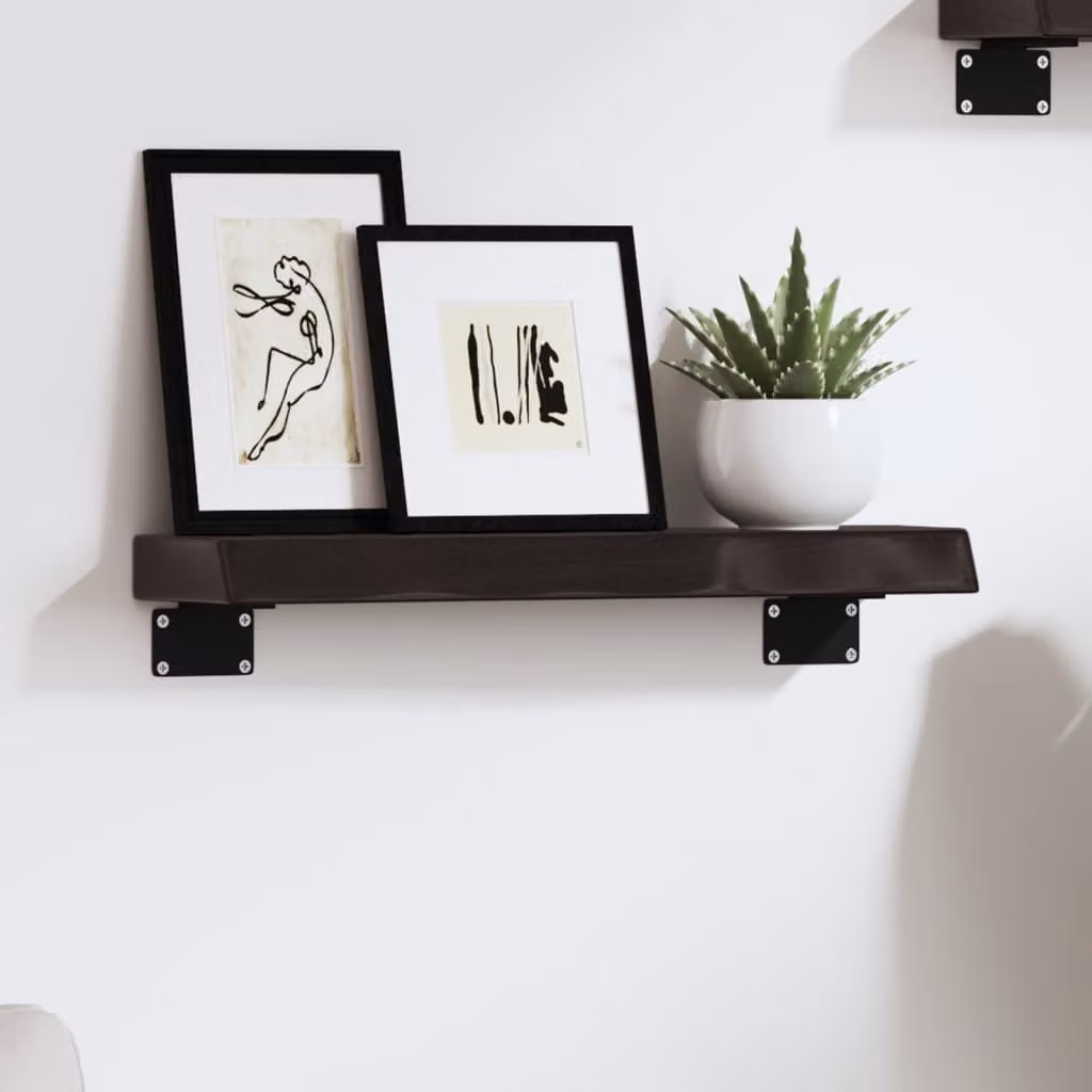 Ripiano da muro vidaXL in rovere massello marrone scuro stile rustico L 40 cm, P 10 cm, H 4 cm
