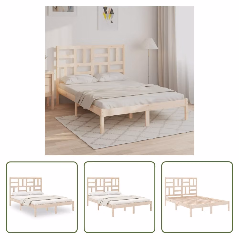 The Living Store Letto in legno massiccio 160x200 cm