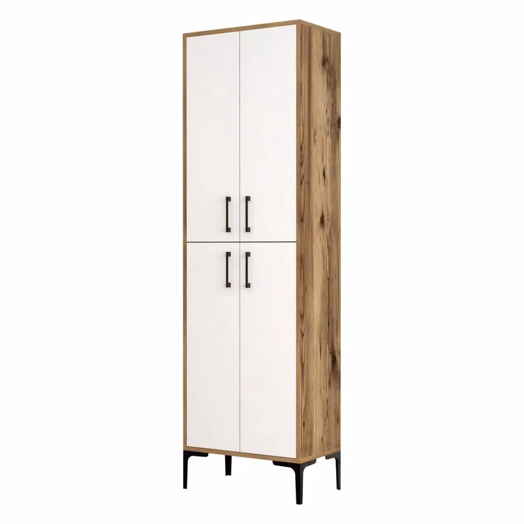 Armadio multiuso Amata DMORA, mobile multifunzionale per camera o ripostiglio, L: 60 cm, P: 35 cm, H: 200 cm, Marrone e Bianco – 2