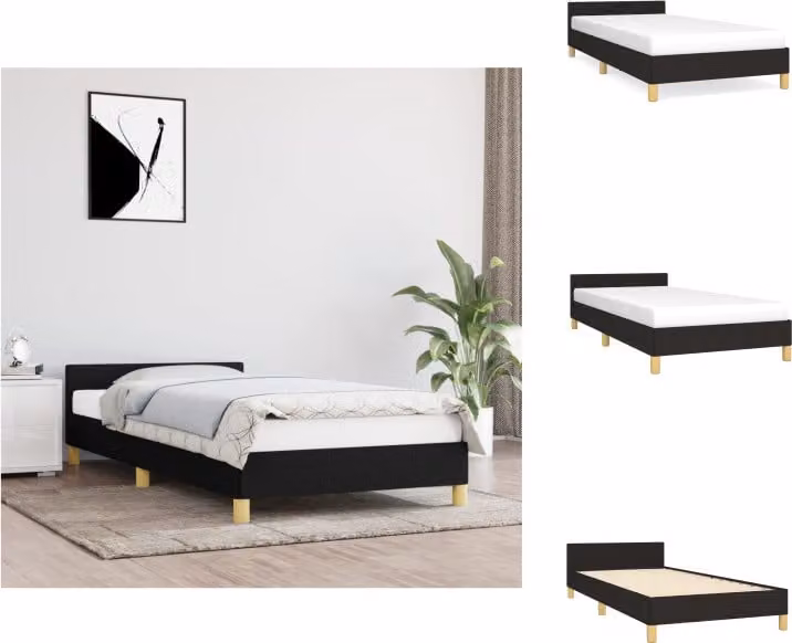 vidaXL Struttura letto con testiera in tessuto nero 100x200 cm - Letti e strutture letto