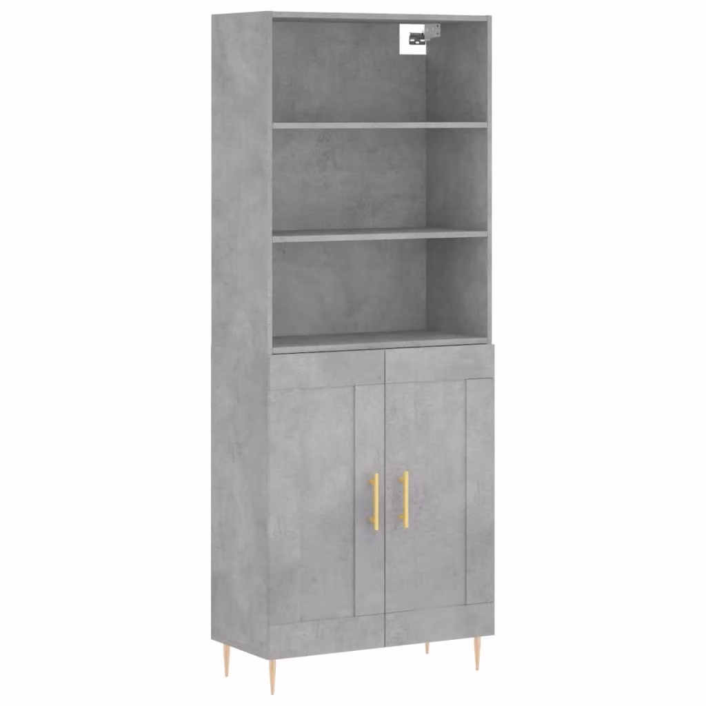 Credenza Grigio Cemento 69,5x34x180 cm in Legno Multistrato