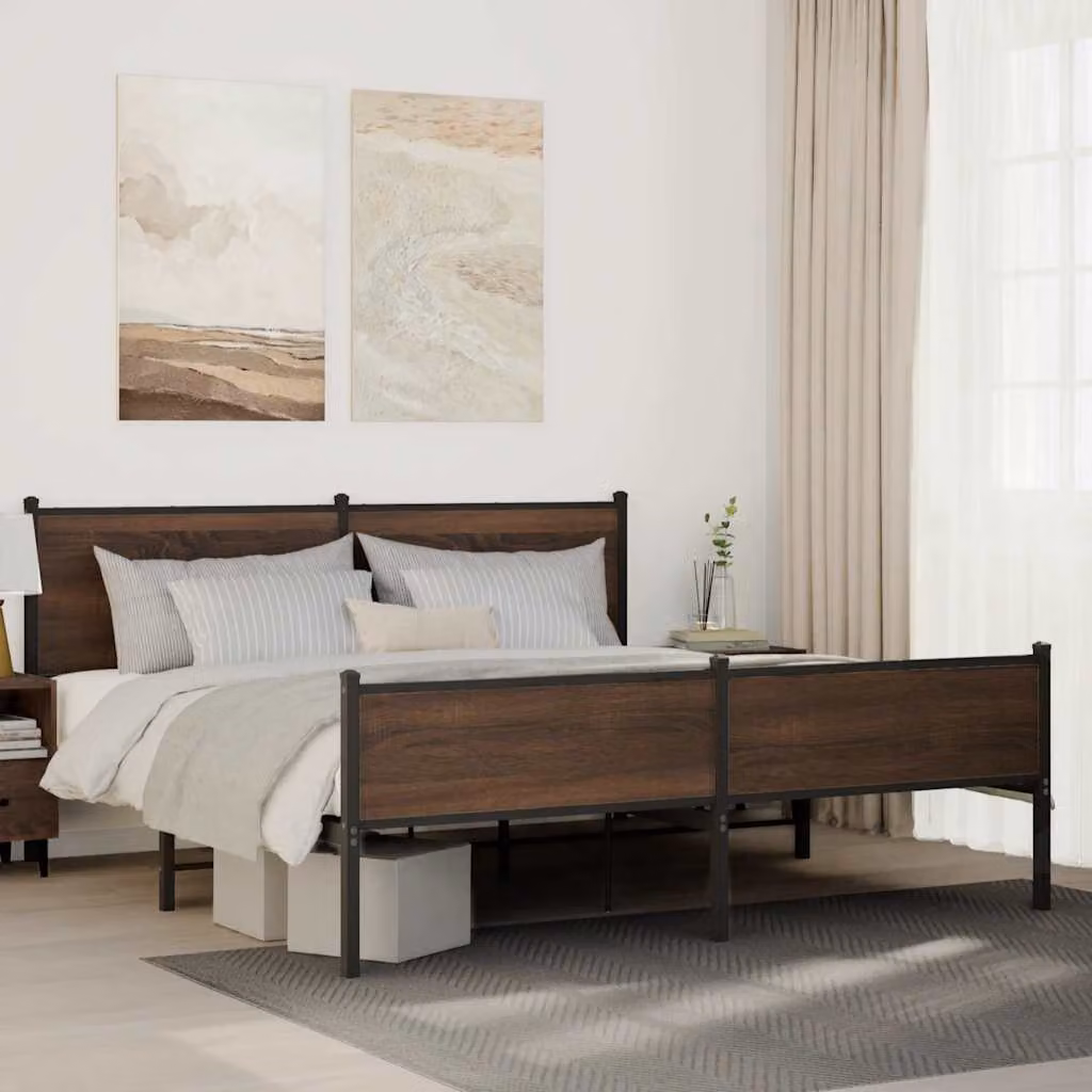 Giroletto in metallo vidaXL color rovere marrone L/P/H: 200 x 180 x 91,5 cm – 1