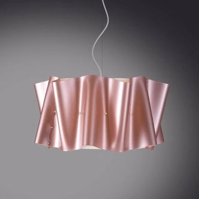 Lampadario a sospensione cinque luci luci FOLIO paralume in Polilux Rosa diametro 60x h32 cm
