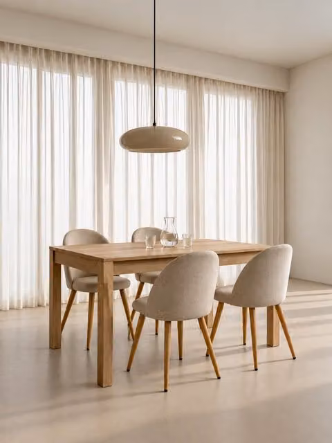 Set tavolo da pranzo 120 Hegas + 4 sedie beige Brila - Kenay Home