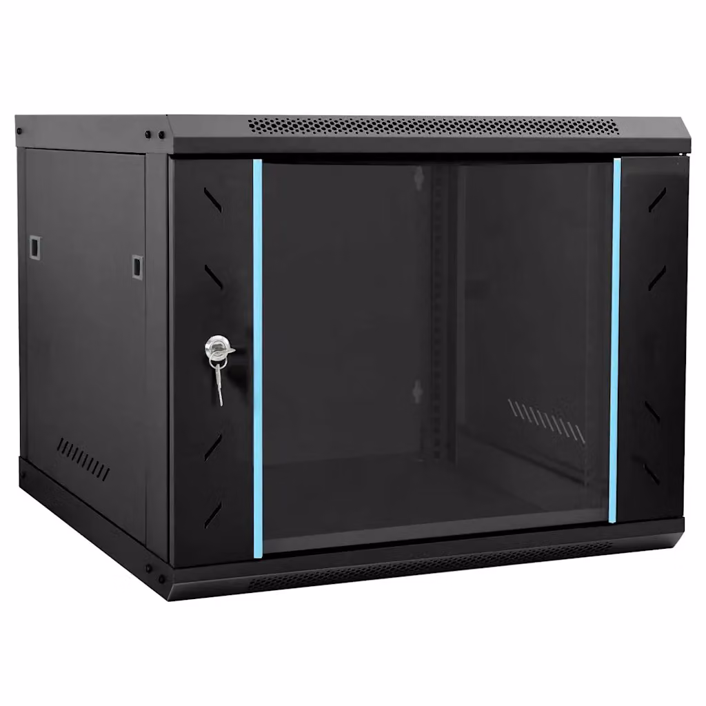 Armadietto da parete in stile industriale vidaXL con ante in vetro e struttura in metallo nero, L 60 cm x P 60 cm x H 60 cm