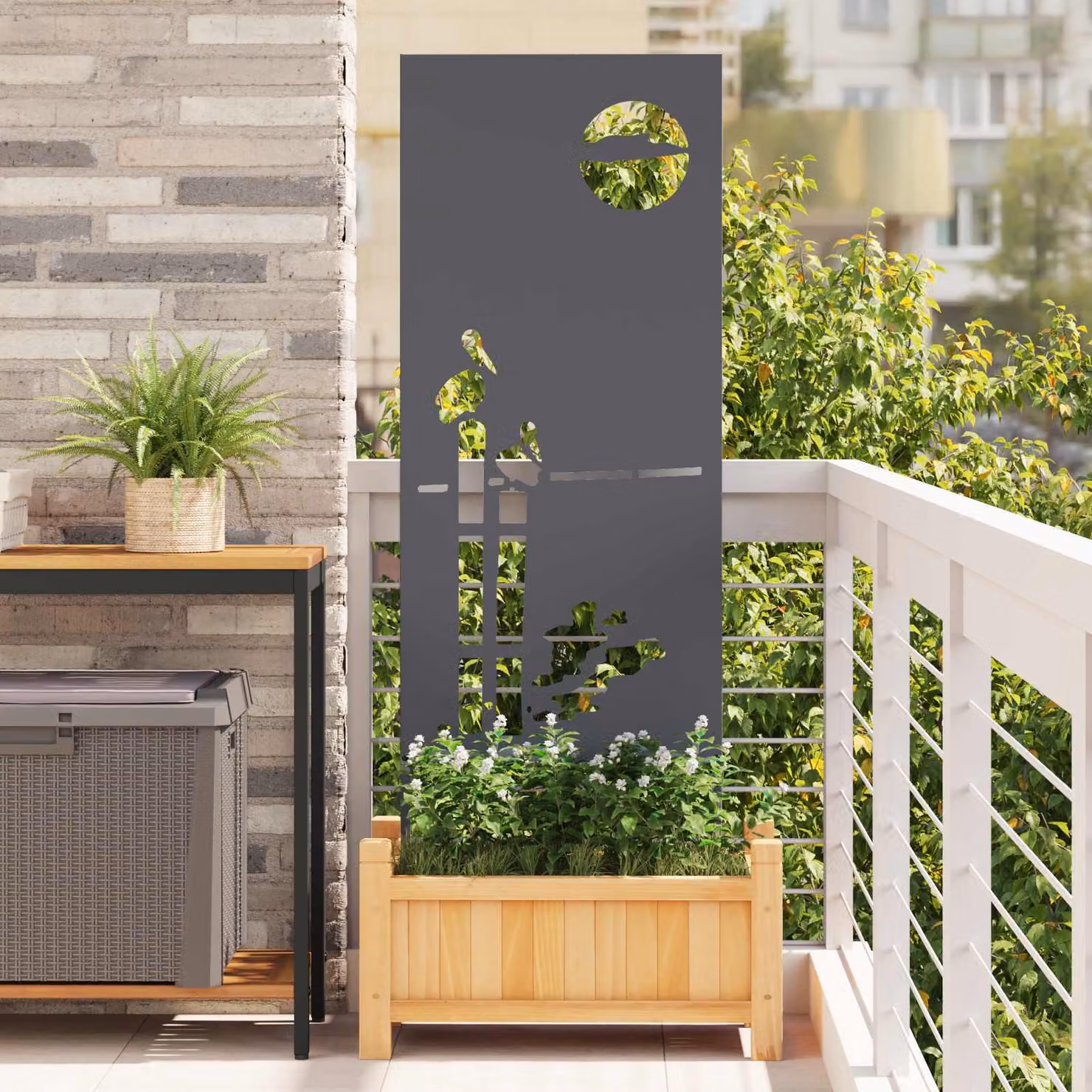 Paravento per privacy da giardino vidaXL in acciaio traforato colore antracite L: 50 cm, H: 140 cm