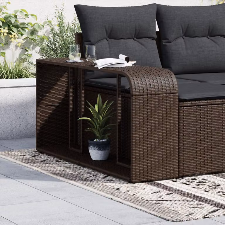 Set di 2 Scaffali Portaoggetti vidaXL in Polyrattan Marrone per Giardino